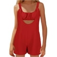 thumbnail image 1 of Lenpel Rompers for Women Summer Casual Sleeveless Square Neck Padded Backless Elastic Strap Jumpsuits Loose Short Overalls, 1 of 6