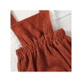 thumbnail image 4 of Xingqing Infant Baby Girls Rompers Ruffles Lace Sleeveless Solid Color Corduroy Backless Jumpsuits Wine Red 12-18 Months, 4 of 9