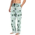 thumbnail image 4 of Men's Pajama Pants with Pockets Sleepwear Lounge Pants Stretch Casual Eucalyptus Leaves Turquoise, 4 of 6