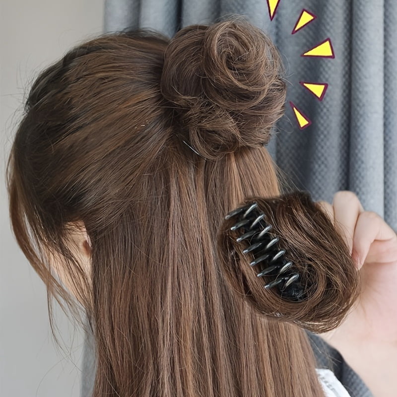 Hair Tie Bun Clip-in Fluffy Synthetic Hair Curl Tie Donut Wig Ballerina Hairstyle Women Hair Rope Wig for Halloween and Christmas