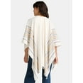 thumbnail image 3 of Time and Tru Women's Woven Fashion Coverup with Stripe Border Detail, One Size, Ivory Multi, 3 of 5