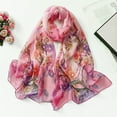 thumbnail image 3 of Weikingp Silk Scarf Scarfs for Women Lightweight Print Floral Pattern Scarf Shawl Fashion Scarves Sunscreen Shawls And Wraps for Spring Silk Hair Ties Silk Scarves (Clearance) Hot Pink Chiffon, 3 of 3