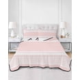 thumbnail image 2 of Quilts Twin Size Bedding Set, Farmhouse Pink Lightweight Quilted Comforter, Farmhouse Pink Line Striped Soft Reversible Bedspread Coverlet with Pillow Covers for All Season, 68" x 86", 2 of 7