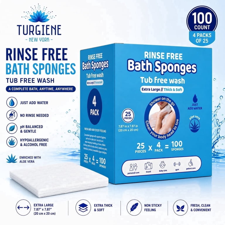 Turgiene Rinse-Free Disposable Bath Sponges, 100-Count photo 7