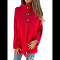 thumbnail image 1 of Abrigo de Punto de Longitud Media para Mujer, Corte A, con Botonadura Sencilla, para Otoño e Invierno. Rojo 4XL, 1 of 7