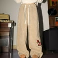 thumbnail image 2 of Arlun Wide Leg Warm Sherpa Pants Y2k Womens Winter Thick Baggy Long Pants Cute Dachshund Embroidery Elastic Waist Drawstring Streetwear Trousers 2025 Stylish Outfits Khaki XXL, 2 of 4