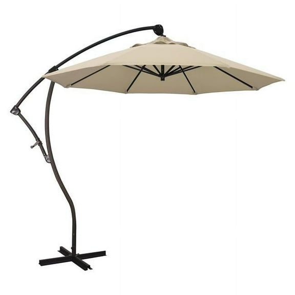 California Umbrella Bayside Series 9 ft. Crank Lift Aluminium Cantilever Umbrella Antique Beige Olefin
