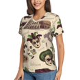 thumbnail image 2 of Womens Short Sleeve T Shirts Casual V Neck Tops Tee, Italy Italian Pattern Vintage, 2 of 6