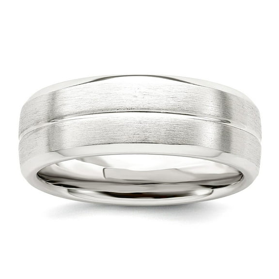 925 Sterling Silver 7mm Brushed Fancy Band Ring Size 7.5 Ring for Women and Men