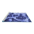 thumbnail image 2 of Ahgly Company Machine Washable Indoor Square Abstract Blue Modern Area Rugs, 7' Square, 2 of 4