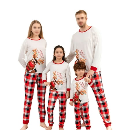 

Paille Mommy Dad Child Letters Print Casual PJ Sets Soft Festival Sleepwear Elastic Waist Holiday Nightwear Matching Family Pajamas Set Red Child: 10-12Y