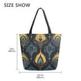 thumbnail image 5 of FORMRS Womens Canvas Tote Bag with Zipper Inner Pocket Shoulder Handbag, Navy Blue Art Pattern, 5 of 7