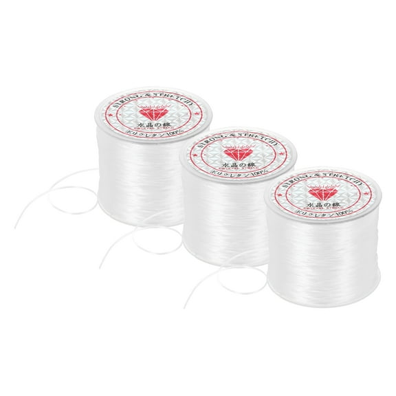 3 Rolls Elastic String for Bracelets, 0.8mm Stretch Bead Cord White, 100m