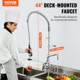 thumbnail image 3 of VEVOR Industrial Sink Faucet, 44" Tall, 8" Install Space, 12" Rotating Spout, Surface Mount, Brass-Made with Extendable Sprayer, Suitable for Single/Triple Basin, 3 of 10