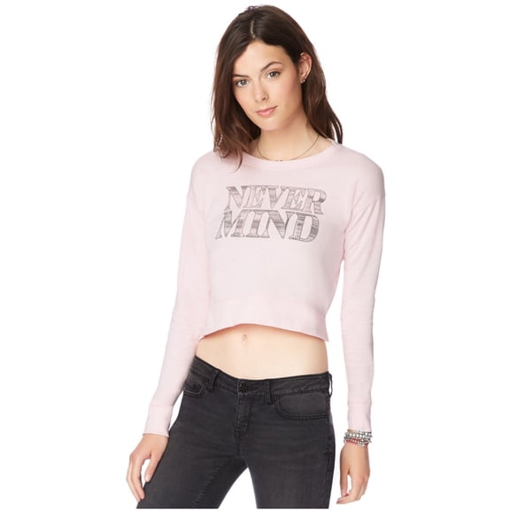 Aeropostale Womens Never Mind Sweatshirt, Pink, Juniors, X-Large