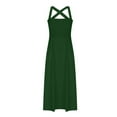 thumbnail image 5 of Women's Dressy Lace Up Dress Criss Cross Backless Tie Back Maxi Sundress Elegant Sleeveless Pleated A-line Dress 2025, 5 of 5