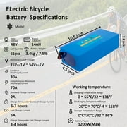 48V 14Ah Ebike Battery Pack Electric Scooter Bike Lithium Battery 1200W for Adult Electric Bicycle Motor with 2a Charger