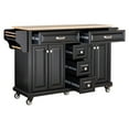 thumbnail image 5 of Rolling Kitchen Island, Kitchen Island with Storage and Towel Rack, Wood Top Kitchen Island Cart with Wood Drop Leaf Breakfast Bar for Kitchen, Black, 5 of 7