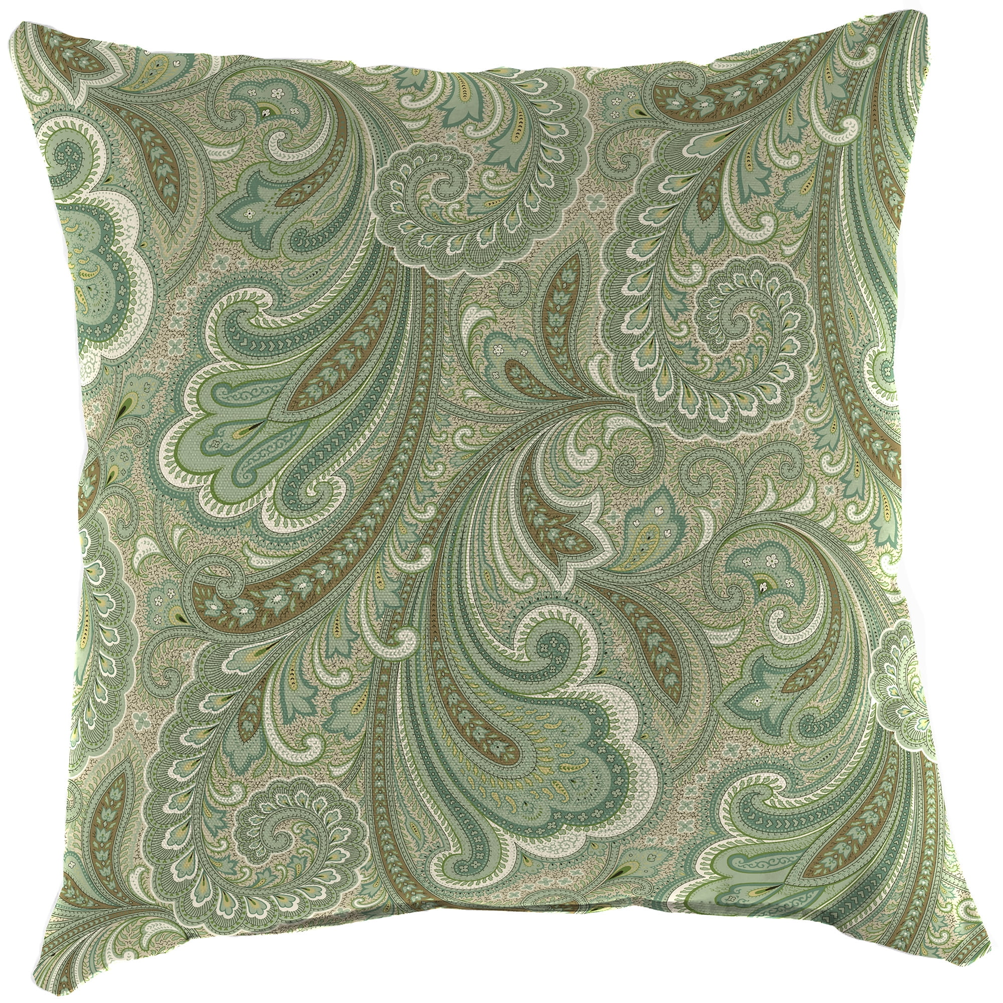 Jordan Manufacturing 20" x 20" Merona Latte Green Paisley Square Outdoor Throw Pillow (2 Pack)