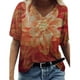 thumbnail image 1 of Pntutb - Camiseta de manga corta suelta con cuello en V y estampado informal para mujer Pntutb Pntutb-1161, 1 of 4