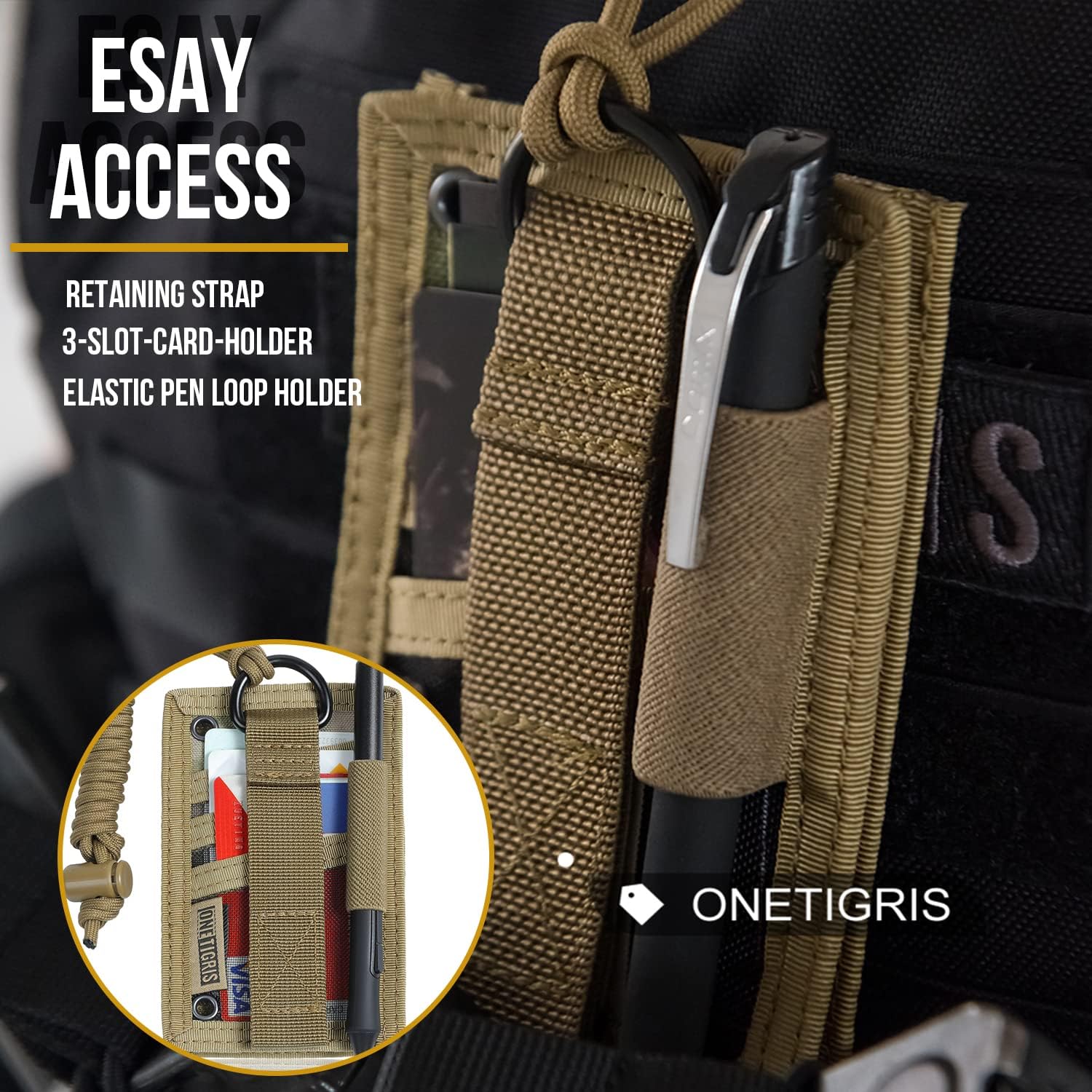 Tactical ID Card Holder Hook & Loop Patch Badge Holder Neck Lanyard Key Ring and Credit Card Organizer
