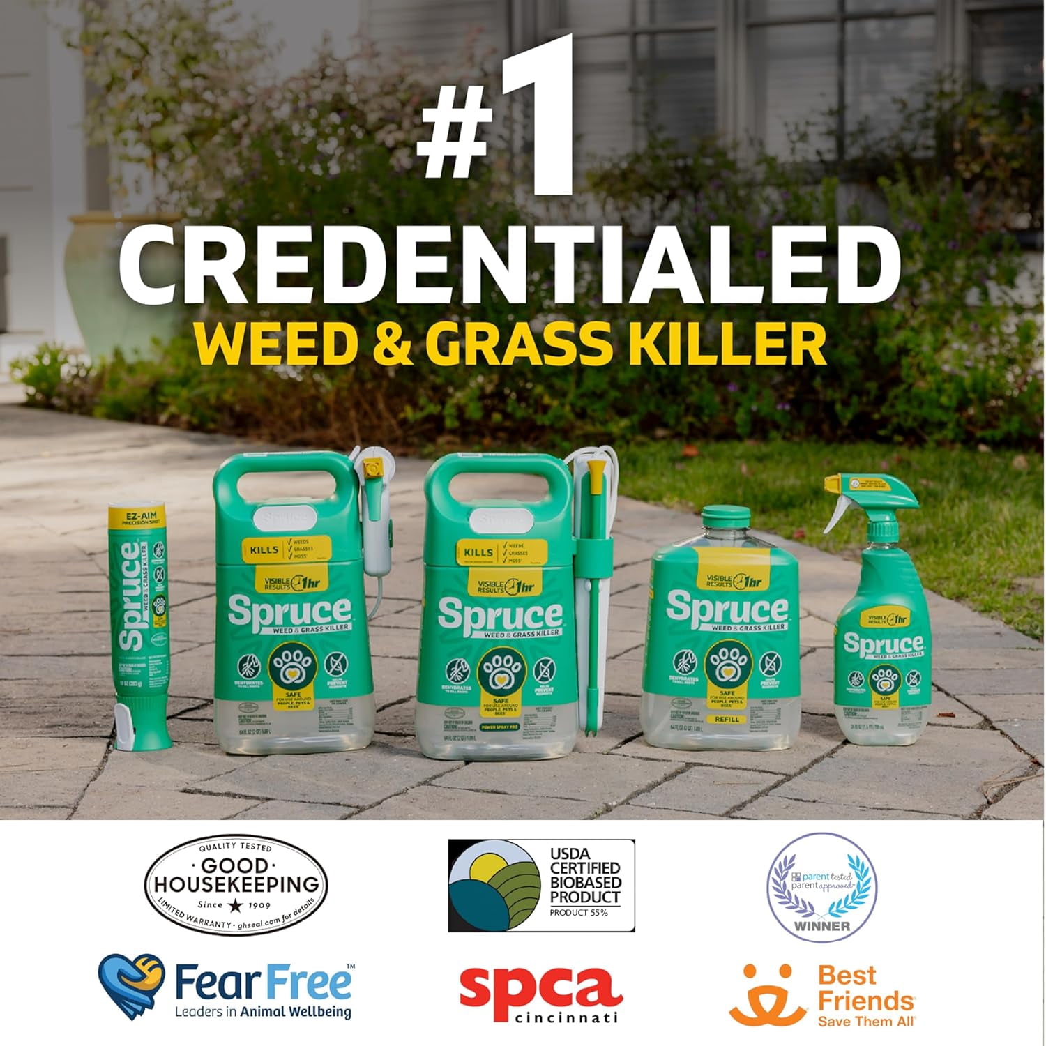 Weed Killer Refill - Versatile Weed & Grass Killer₃ for Flower Beds, Driveways & Mulch Beds - No Pour, No Mix, No Mess Refill - Kills Dandelions, Crabgrass & More (64 Oz)
