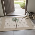 thumbnail image 6 of Area Rug with Tassels 4' x 6', Summer Beach Coconut Tree Tropical Plant Kitchen Runner Rug for Hallway Bedroom Throw Rugs, Brown Back Soft Door Mat for Bathroom Entrance Living Room, 6 of 9