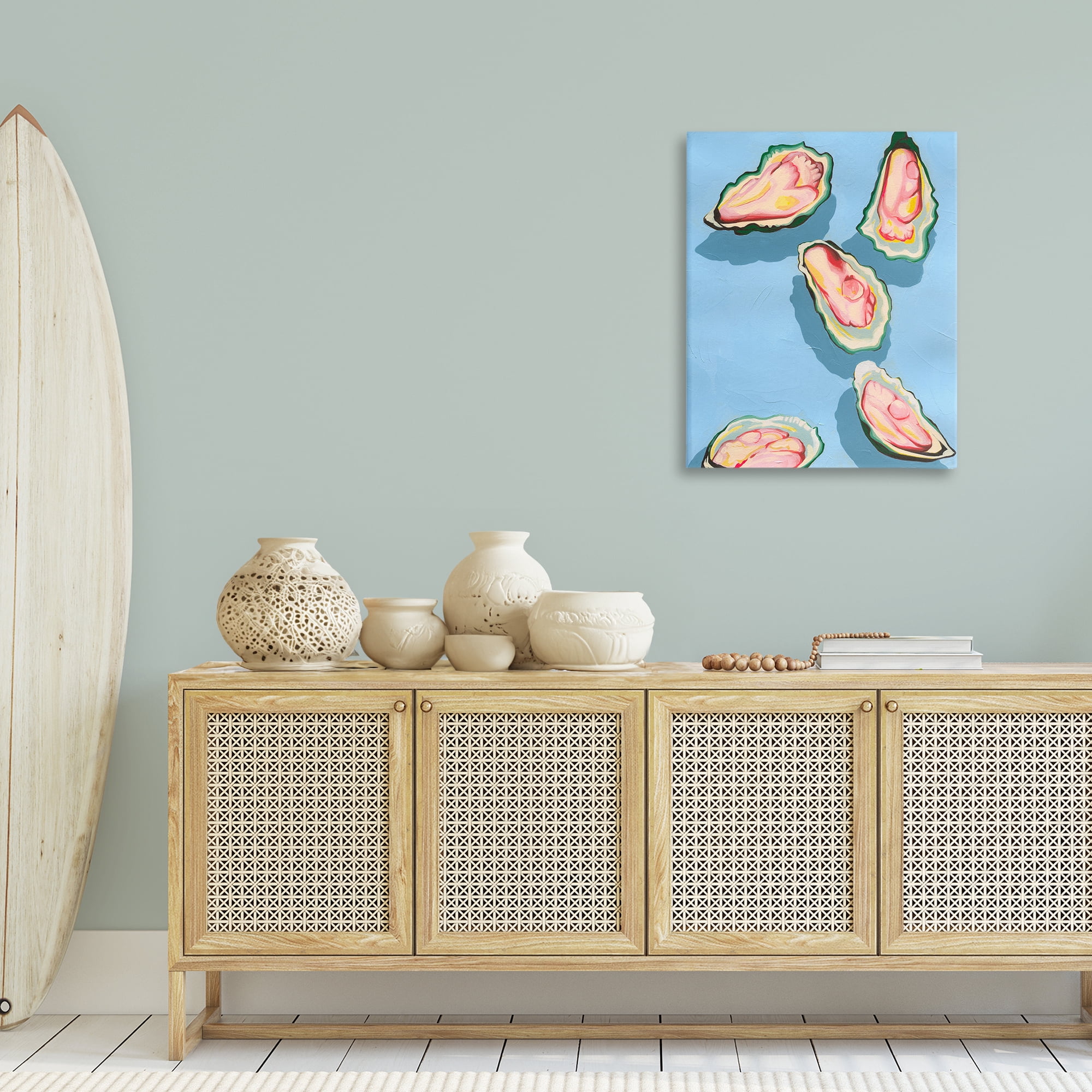 Stupell Industries Bold Oysters on Blue Animals & Insects Painting Gallery Wrapped Canvas Art Print Wall Art, 24 x 30