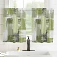 thumbnail image 3 of Oil Painting Sage Green Kitchen Curtains 63 Inch Length Curtains Drapes, Modern Geometric Black White Abstract Art Rod Pocket Window Curtains for Living Room/Bedroom, 52" x 63", 2 Panels, 3 of 5