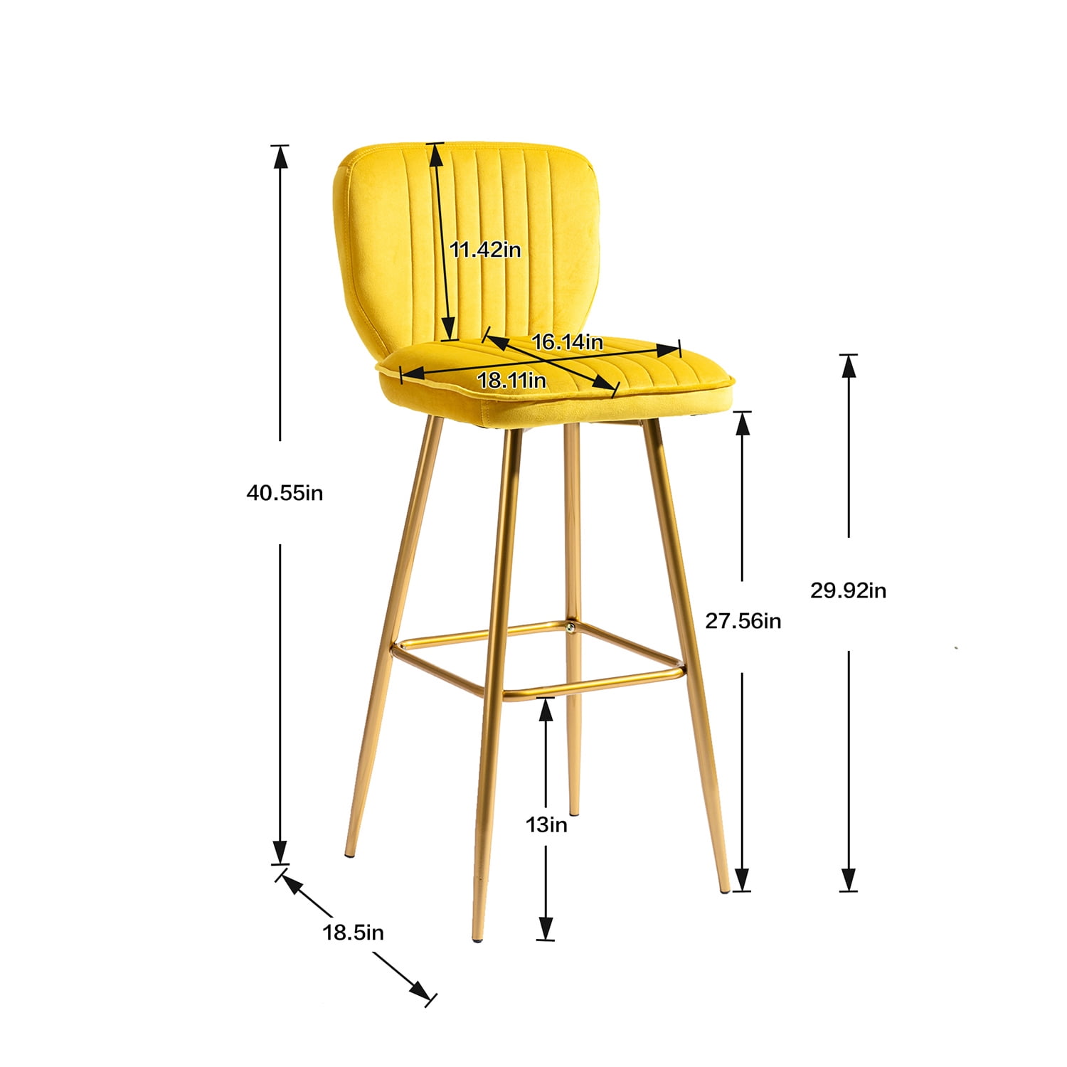 Kepooman Modern Design Bar Stools Set of 1 with Back for Bar Counter, Yellow Kepooman Modern Design Bar Stools Set of 1 with Back for Bar Counter, Yellow