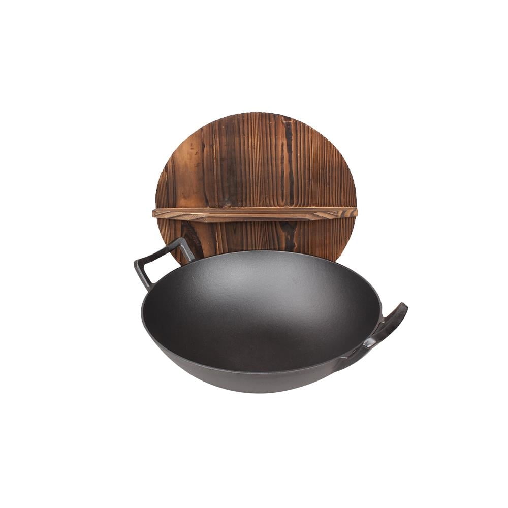 NutriChef NCCIWOK60 PreSeasoned Cooking Wok Cast Iron Stir Fry Wok