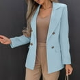 thumbnail image 6 of Ashirexll Womens Blazers Dressy Casual Business Attire Solid Color Long Sleeve Cardigan Top Jacket Coat Light Blue XXL, 6 of 8