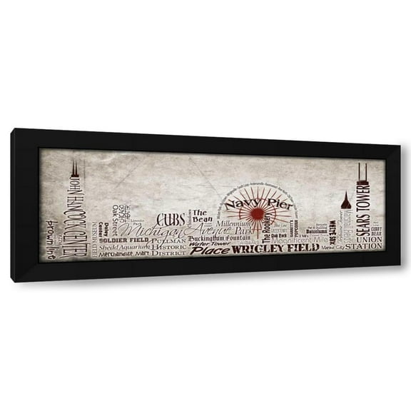 Diane Stimson 14x7 Black Modern Wood Framed Wall Art Titled - Chicago Skyline