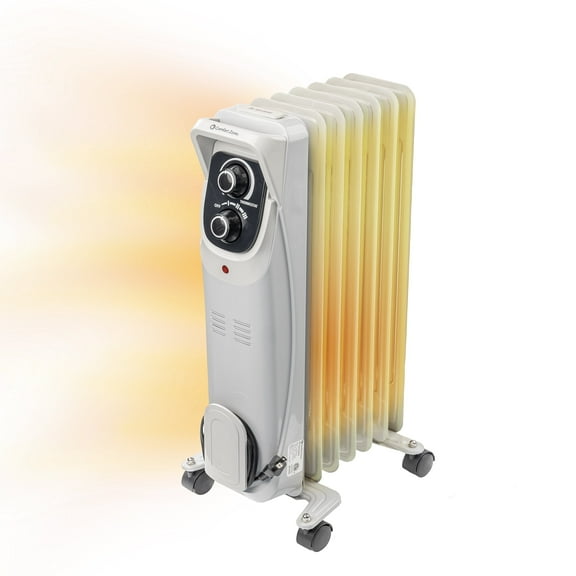 Comfort Zone 1,500W Electric Oil-Filled Radiator Space Heater, Thermostat, Tip-Over & Overheat Protection