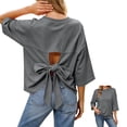 thumbnail image 2 of Posijego Womens 3/4 Sleeve Shirts Athletic Workout T-Shirts Backless Summer Casual Running Yoga Active Tees for Women, 2 of 9