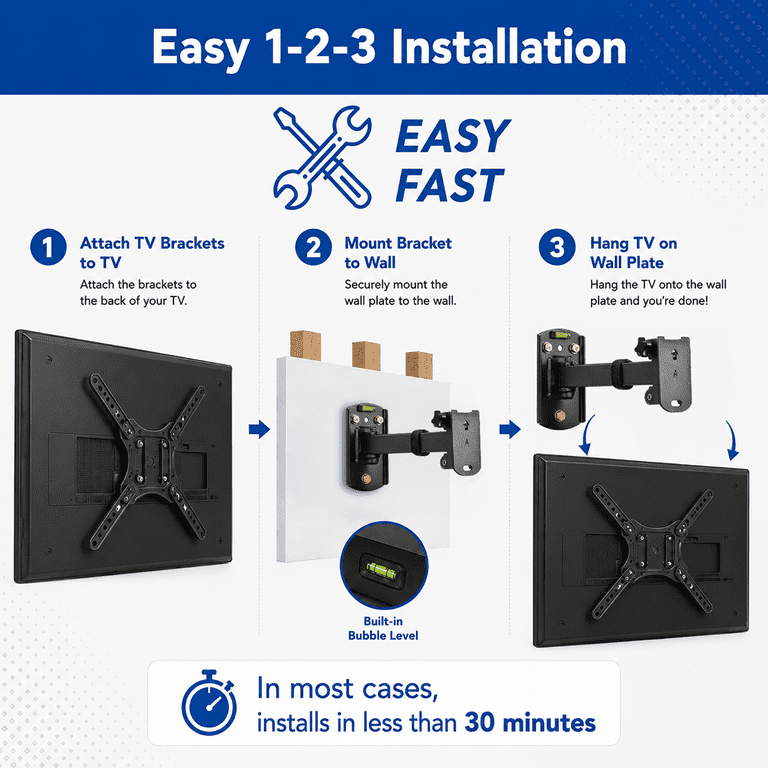 onn Swivel Tilt TV Wall Mount for 32" to 70" TVs photo 7