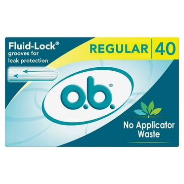 o.b. Tampons, Regular Absorbency, Applicator Free Tampons, Fragrance Free, 40 Count