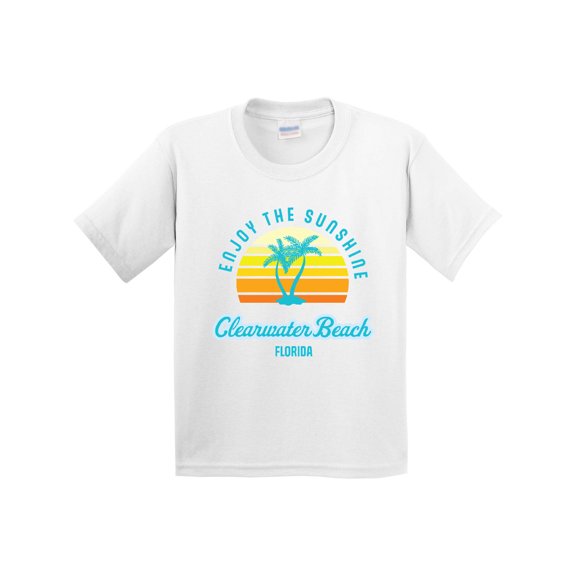 Inktastic Summer Enjoy the Sunshine Clearwater Beach Florida in Blue Youth T-Shirt