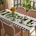 thumbnail image 3 of Rustic Home Table Cloths for 3 Foot Rectangle Tables, Eucalyptus Leaves Floral Wooden Buffalo Plaid Patio Waterproof Elastic Fitted Tablecloths, Washable Rectangular Table Cover for Camping, 3 of 8