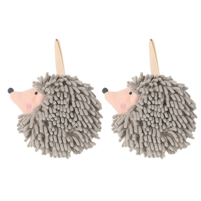 Hedgehog Hand Towel 2pcs Hedgehog Fluff Ball Hand Towels with Hanging Rope Strong Absorbent Quick-drying Microfiber Chenille Hand Towel