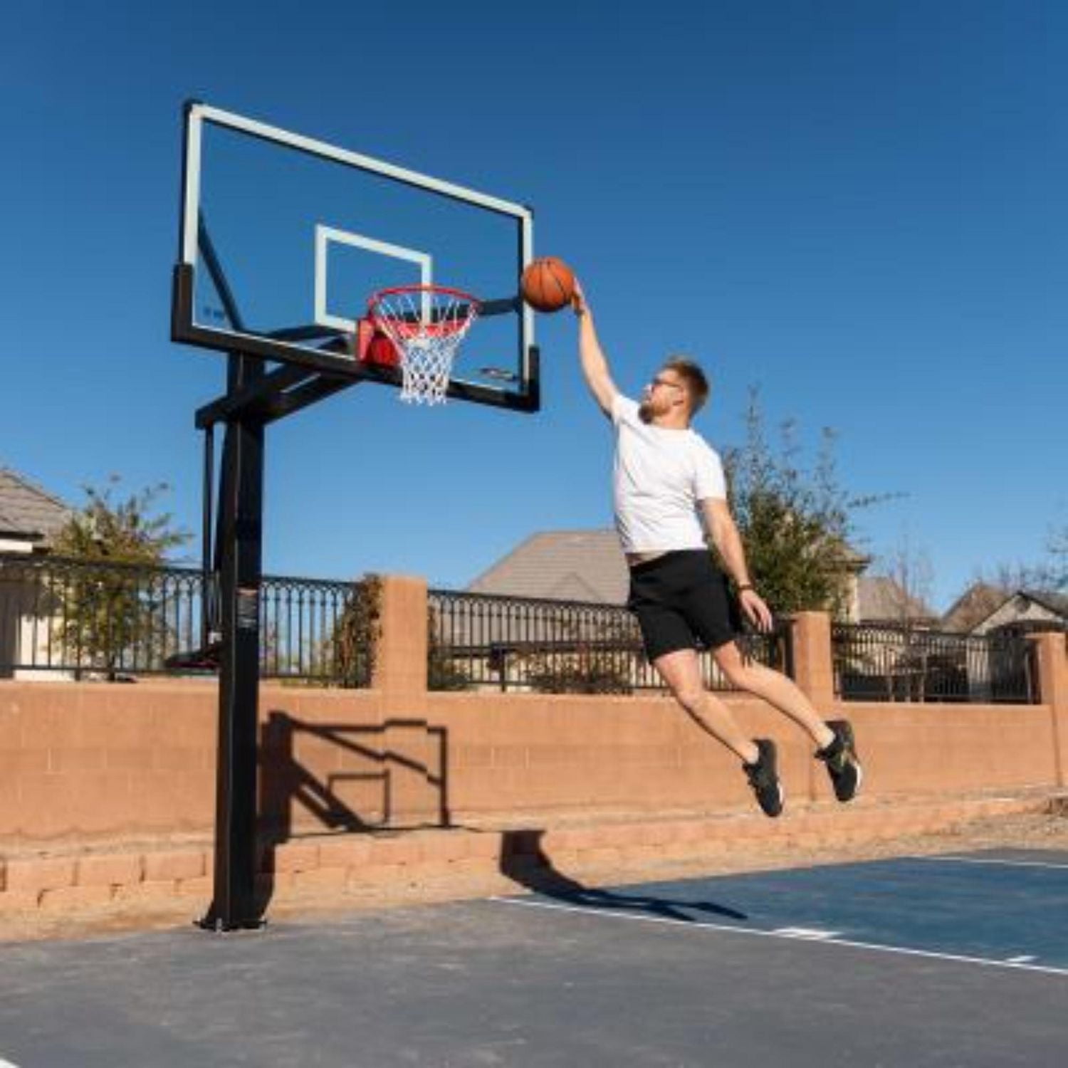 LIFETIME Mammoth Bolt Down Basketball Hoop with 72" Tempered Glass Backboard