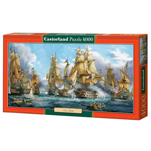 4000 Piece Jigsaw Puzzle, Naval Battle, Nautic painting, Old navy ships, Sailing ships at war, Adult Puzzle, Castorland C-400102-2