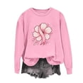 thumbnail image 4 of Frostluinai Inspirational Sweatshirts for Women Heart Pink Ribbon Graphic Pullover Crewneck Long Sleeve Breast Cancer Awareness Sweatshirt S-2XL, 4 of 5