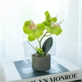 thumbnail image 3 of tredstone Artificial Orchid Flower & Pot Simulation Potted Flower Home Office Table Fake Floral Decor, JH1735, Green, 3 of 7