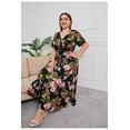 thumbnail image 4 of AURA Plus Size High Waist V Neck Printed Maxi Dress Elegant Spring Summer Style, 4 of 8