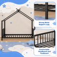 thumbnail image 3 of SESSLIFE Twin House Bed Frame Black, Twin Floor Bed with Roof Frame, Montessori Style Metal Platform Bed with 18 Slats, No Box Spring Needed, 350 lb Support, 3 of 8