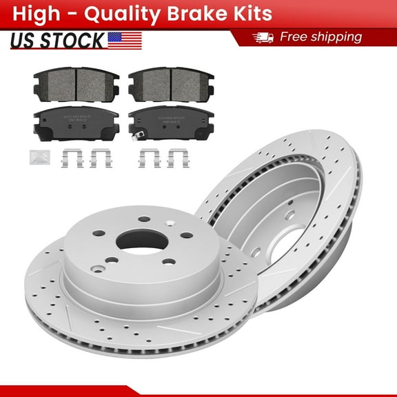 ACB ZONE Rear Brake Kits for Chevrolet Equinox GMC Terrain 2010-2017 All Models, Drilled Slotted Disc Brake Rotors and Ceramic Brake Pads