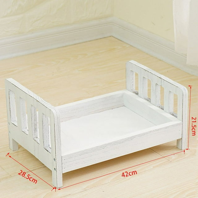 Lit en Bois pour Bébé Cadeau Accessoire Photo Pose Portable Durable Photographie Prise de Vue (Brun)