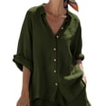 thumbnail image 5 of Neewe Women's Linen Shorts Sets 2 Piece Summer Short Sleeve Top and Shorts Sweatsuit Set Daily Outfits, 5 of 8