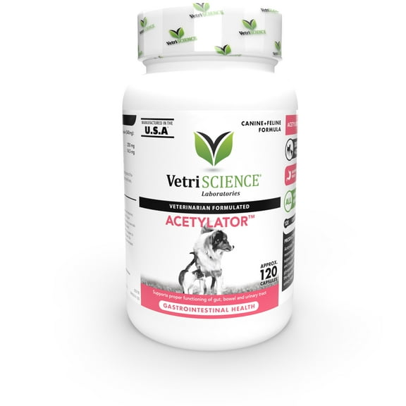 VetriScience Acetylator Digestive Health for Dogs & Cats, 120 Capsules